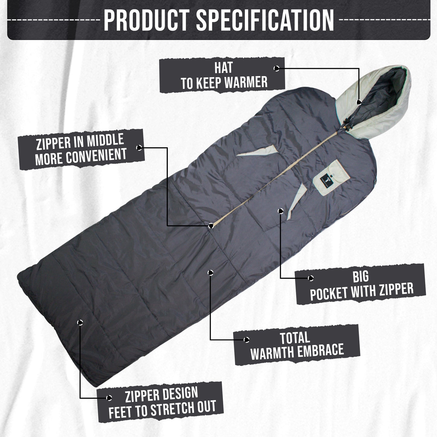 Grey/White Wearable Sleeping Bag